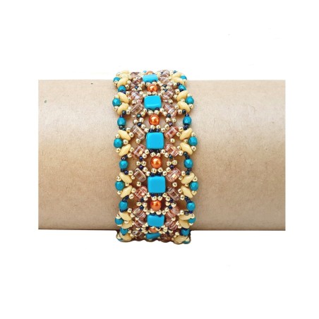 Beaded Wide Cuff Bracelet Pattern DIY, Beadwork Design, "Lana" PDF Beading Tutorial
