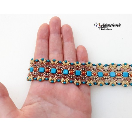 Beaded Wide Cuff Bracelet Pattern DIY, Beadwork Design, "Lana" PDF Beading Tutorial