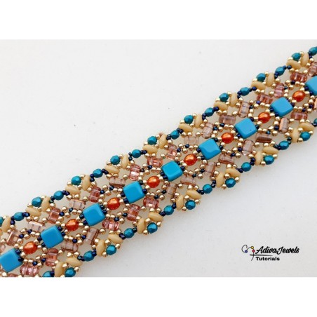 Beaded Wide Cuff Bracelet Pattern DIY, Beadwork Design, "Lana" PDF Beading Tutorial