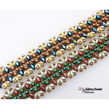 Bead Weaving Pattern,Bracelet DIY, Elegant Beaded Design, GemDuo Bracelet Idea, SuperDuo Beadwork, "Jenny" Bracelet Tutorial