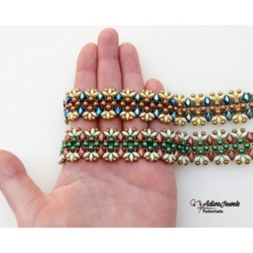 Bead Weaving Pattern,Bracelet DIY, Elegant Beaded Design, GemDuo Bracelet Idea, SuperDuo Beadwork, "Jenny" Bracelet Tutorial 2
