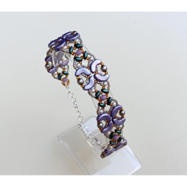 Beaded Jewelry Pattern for DIY Bracelet and Earrings, "Lilac" PDF Bead Weaving Tutorial