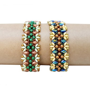 Bead Weaving Pattern,Bracelet DIY, Elegant Beaded Design, GemDuo Bracelet Idea, SuperDuo Beadwork, "Jenny" Bracelet Tutorial