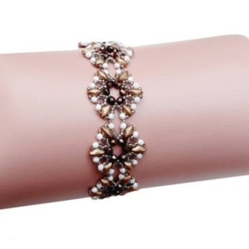 Bead Weaving Pattern for Bracelet with Gemduo Beads, "Connie" PDF Jewelry Making Tutorial