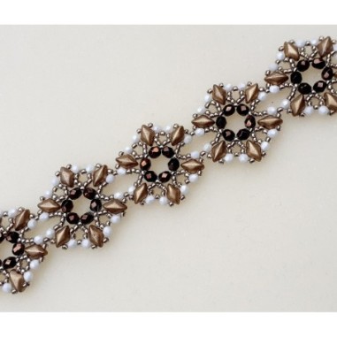 Bead Weaving Pattern for Bracelet with Gemduo Beads, "Connie" PDF Jewelry Making Tutorial