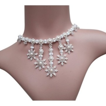 DIY Snowflake Fringe Necklace Tutorial, Beaded Choker Design, "Snow" PDF Beadwork Pattern
