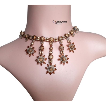 DIY Snowflake Fringe Necklace Tutorial, Beaded Choker Design, "Snow" PDF Beadwork Pattern