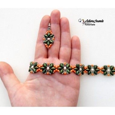 Bead Weaving Pattern for Bracelet and Earrings, Jewelry Making Idea, "Lucy" PDF Beadwork Tutorial