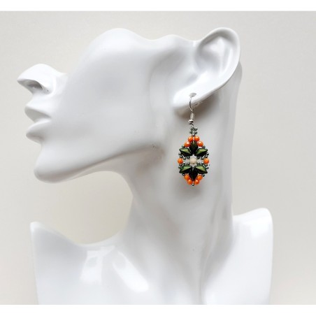 Bead Weaving Pattern for Bracelet and Earrings, Jewelry Making Idea, "Lucy" PDF Beadwork Tutorial