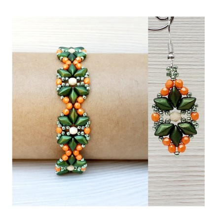 Bead Weaving Pattern for Bracelet and Earrings, Jewelry Making Idea, "Lucy" PDF Beadwork Tutorial