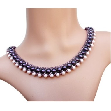 DIY Pearls Necklace Pattern, Bead Weaving Design, "Tina" PDF Beadwork Tutorial