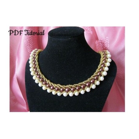 DIY Pearls Necklace Pattern, Bead Weaving Design, "Tina" PDF Beadwork Tutorial