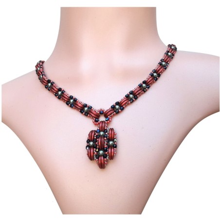 Tutorial for Beaded Pendant Necklace DIY, Jewelry Design, "Morocco" PDF Bead Weaving  Pattern