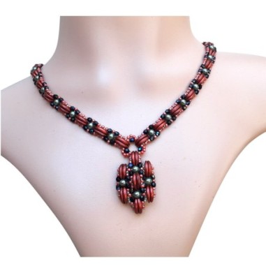 Tutorial for Beaded Pendant Necklace DIY, Jewelry Design, "Morocco" PDF Bead Weaving  Pattern