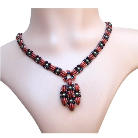 Tutorial for Beaded Pendant Necklace DIY, Jewelry Design, "Morocco" PDF Bead Weaving  Pattern