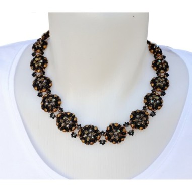 Pattern for Necklace, Bracelet and Earrings with Seed Beads and Crystals, Jewelry Making Design, "Kaya" PDF Beadwork Tutorial