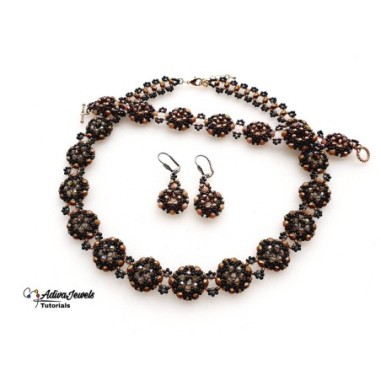 Pattern for Necklace, Bracelet and Earrings with Seed Beads and Crystals, Jewelry Making Design, "Kaya" PDF Beadwork Tutorial