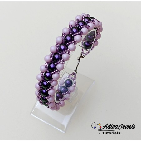 Tutorial for DIY Beaded Bracelet with Pearls and Seed Beads, "Pearly" PDF Beading Pattern