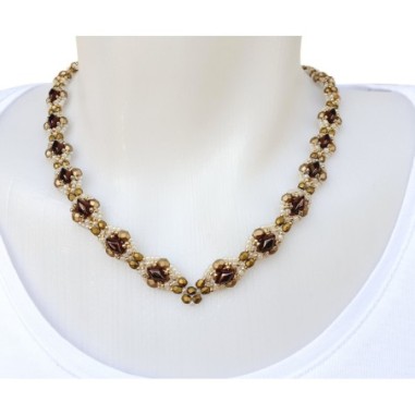 DIY Beads Necklace Tutorial, Beading Design with Seed Beads and Gemduo Beads, "Adele" PDF Beadwork Tutorial