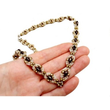 DIY Beads Necklace Tutorial, Beading Design with Seed Beads and Gemduo Beads, "Adele" PDF Beadwork Tutorial