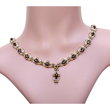 DIY Beads Necklace Tutorial, Beading Design with Seed Beads and Gemduo Beads, "Adele" PDF Beadwork Tutorial